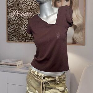 725 Originals Asymmetrical Brown Y2K Top